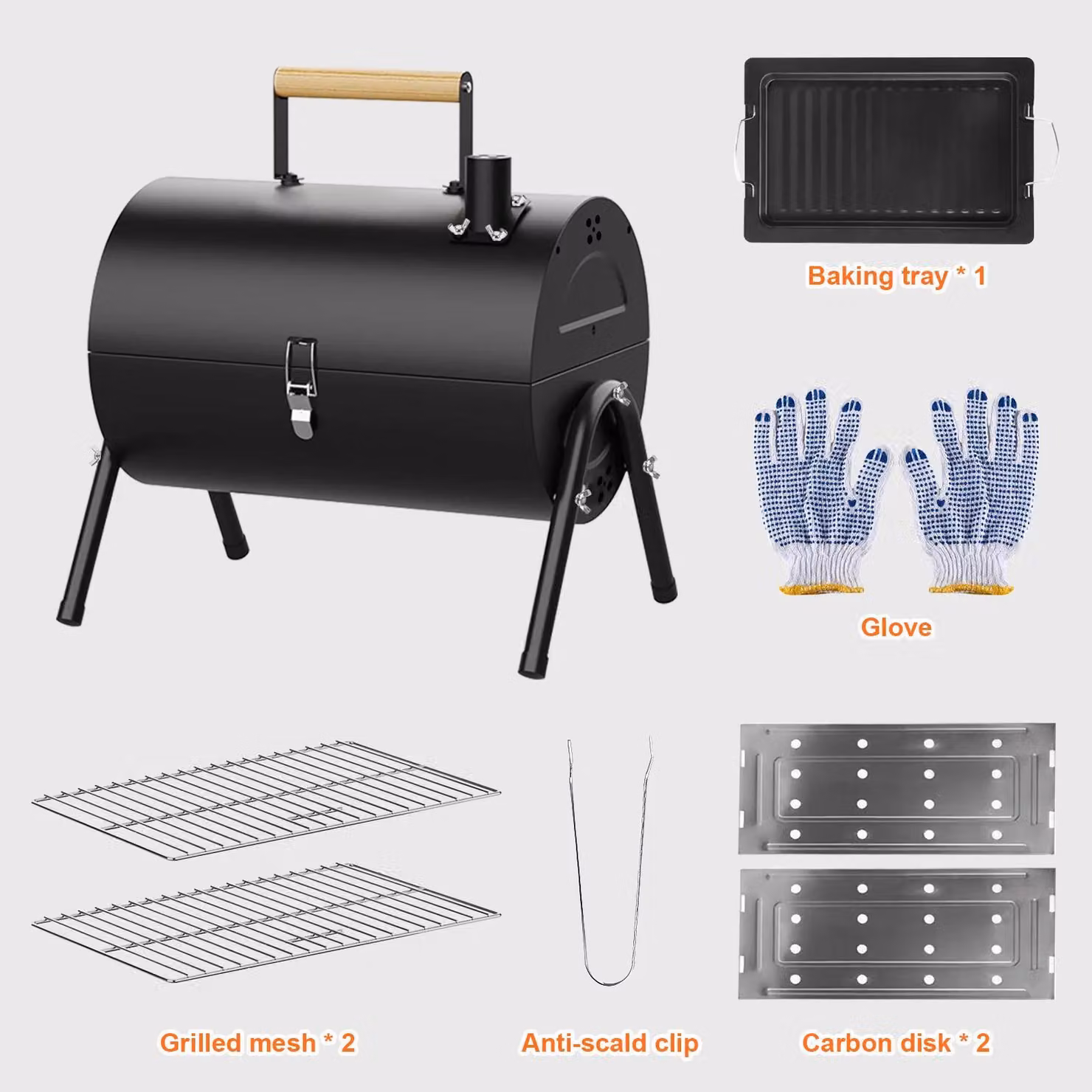 Griglia da esterno - Griglia portatile a carbone - Ideale per campeggio e giardino - Griglia a doppia superficie - Adatta per 3-5 persone - Metallo - Colore nero
