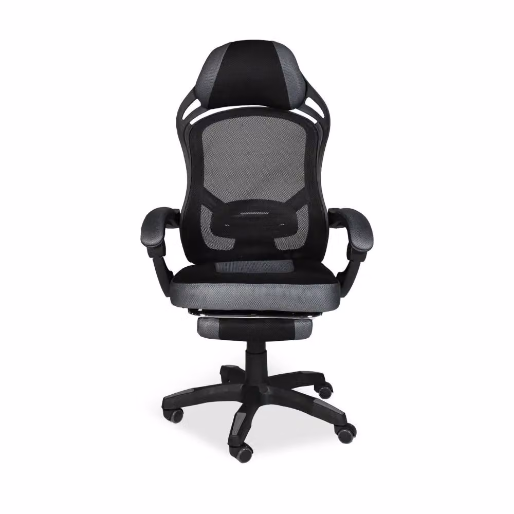 Sedia gaming Gandi Veriaffari con poggiapiedi estensibile, schienale in rete e poggiatesta, colore nero – 2