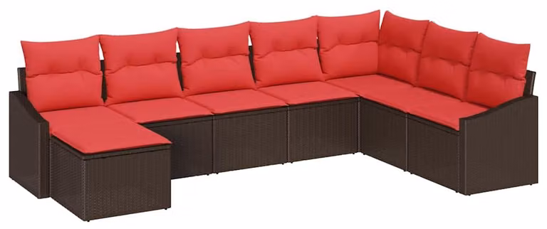 Set di divani da esterno, 8 pezzi, color marrone [materiale sintetico]: rattan sintetico