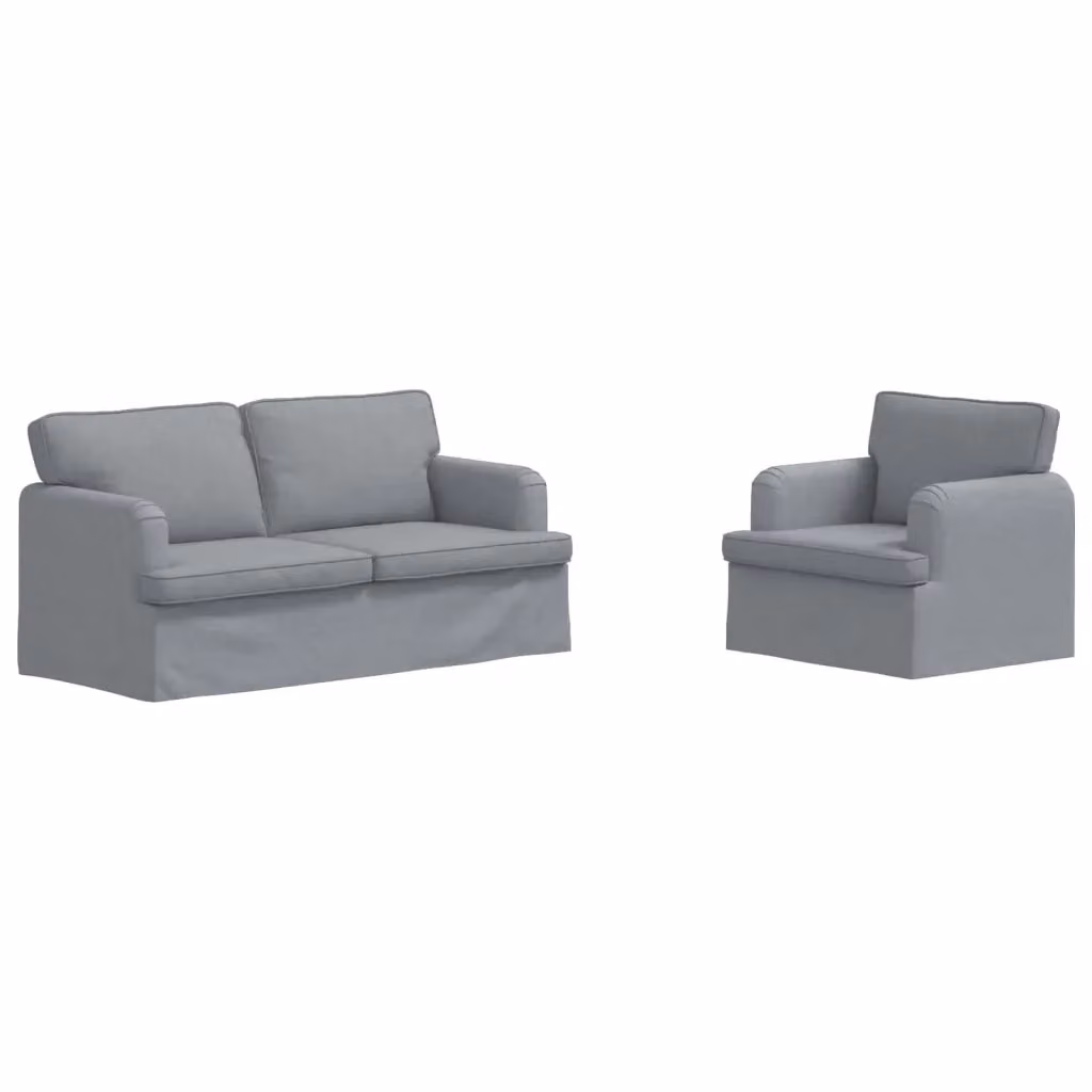 Set di 2 divani moderni vidaXL in tessuto grigio con coperture rimovibili e cuscini inclusi – 2