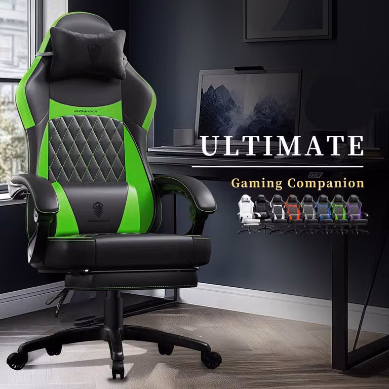 Sedia da corsa - Sedia da gaming - Sedia da ufficio - Sedia da lavoro - Sedia - Verde scuro - Design ergonomico con supporto lombare