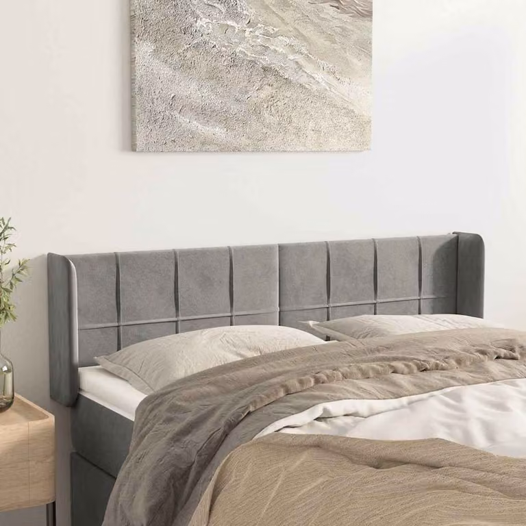 Testiera ad orecchio vidaXL in velluto grigio chiaro L: 147 cm, P: 16 cm, H: 78/88 cm