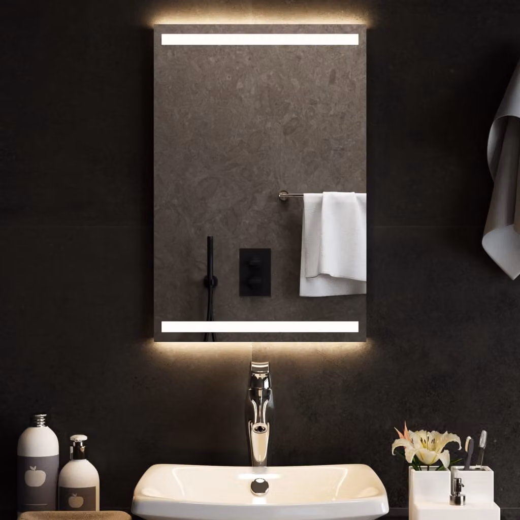 Specchio da bagno con luci LED vidaXL, rettangolare, nero, L: 40 cm, H: 60 cm