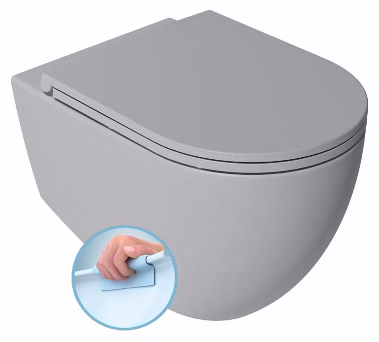 WC sospeso INFINITY, senza brida, 36,5x53 cm, grigio pietra