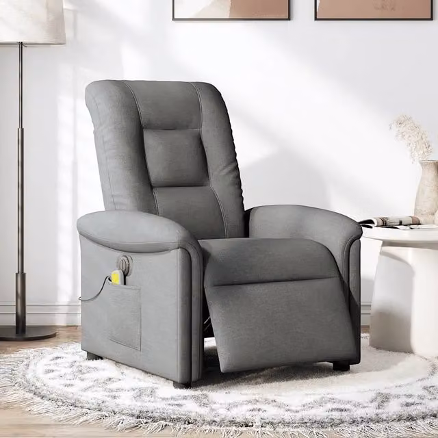 Divano Sedia-Poltrona Reclinabile Massaggio Elettrica Grigio Scuro Tessuto 108578