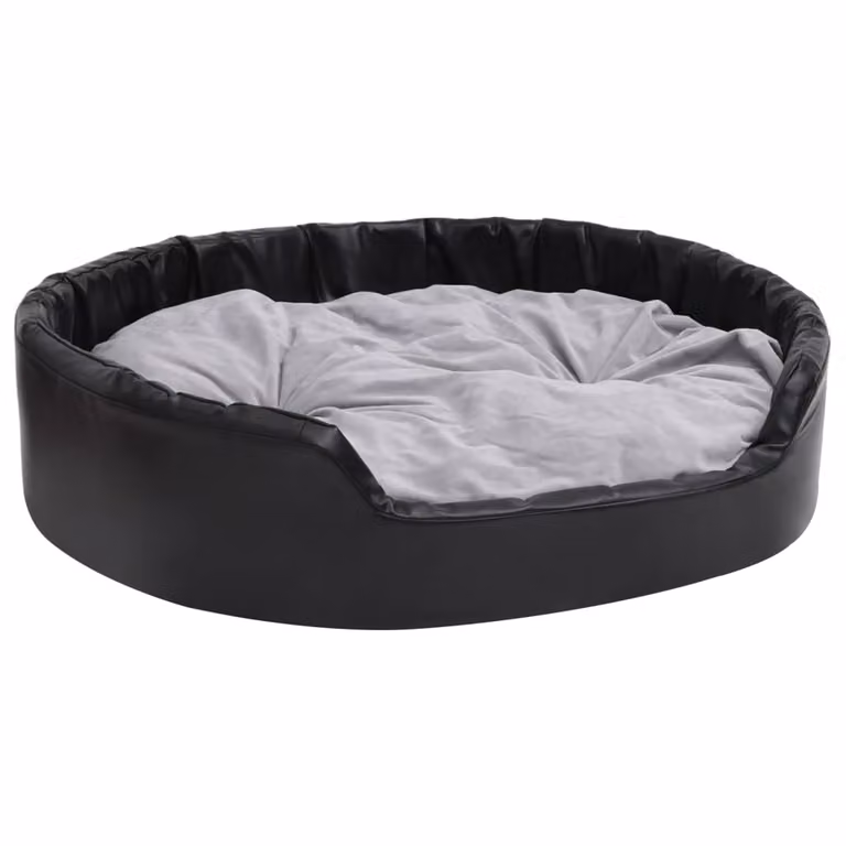 Lettino per Cani Nero e Grigio 99x89x21 cm Peluche e Pelle finta