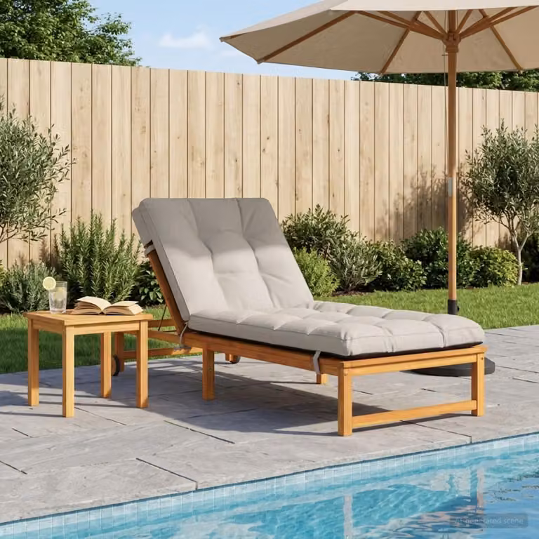 Cuscino per lettino vidaXL VIANEN in poliestere con fodera rimovibile, resistente ai raggi UV, disponibile in bianco o beige