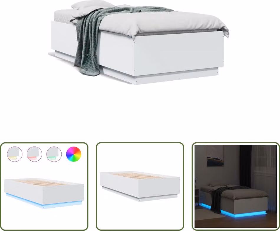 The Living Store Giroletto con LED Bianco 75x190 cm Materiale a base di legno