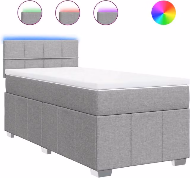Letto singolo | Letto per adulti | Giroletto a Molle con Materasso Grigio Chiaro100x200 cm Tessuto