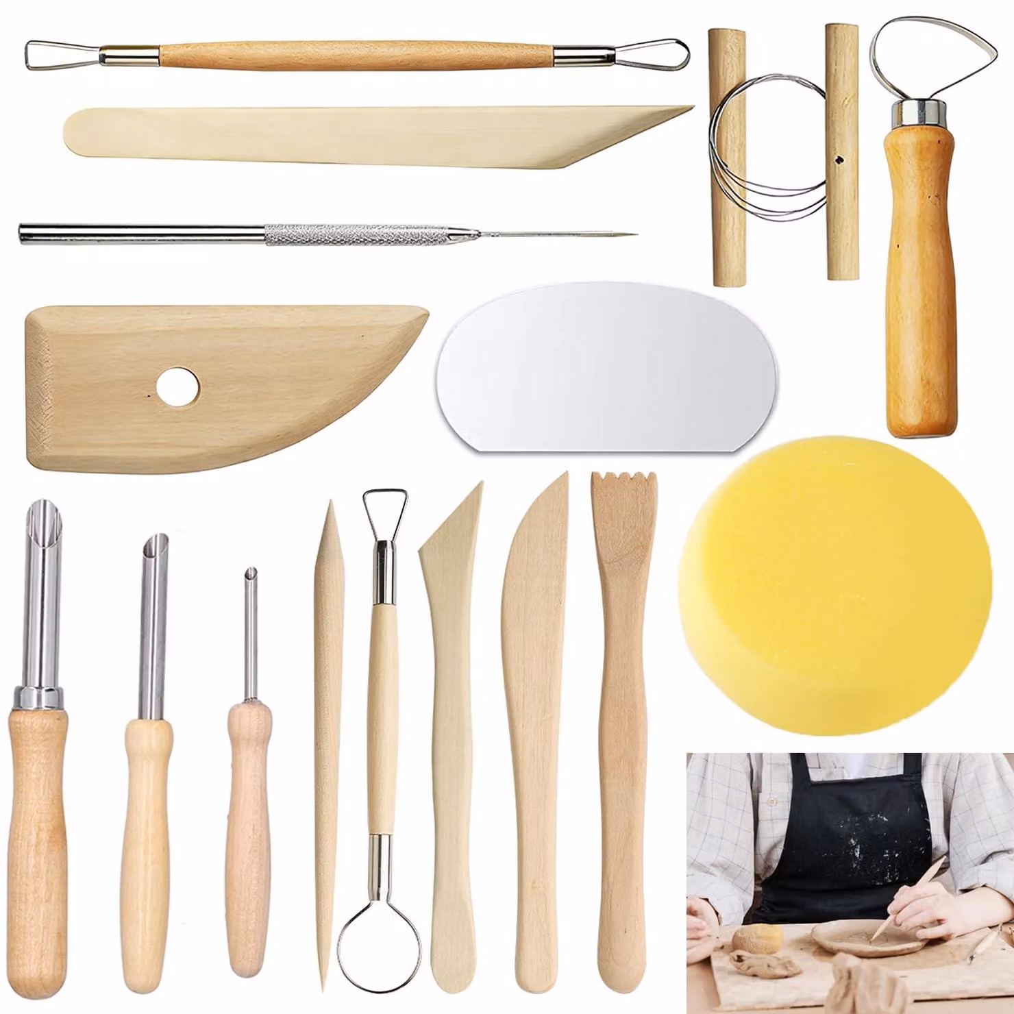 Set di 16 strumenti per la modellazione della Vetroceramica e dell'argilla
