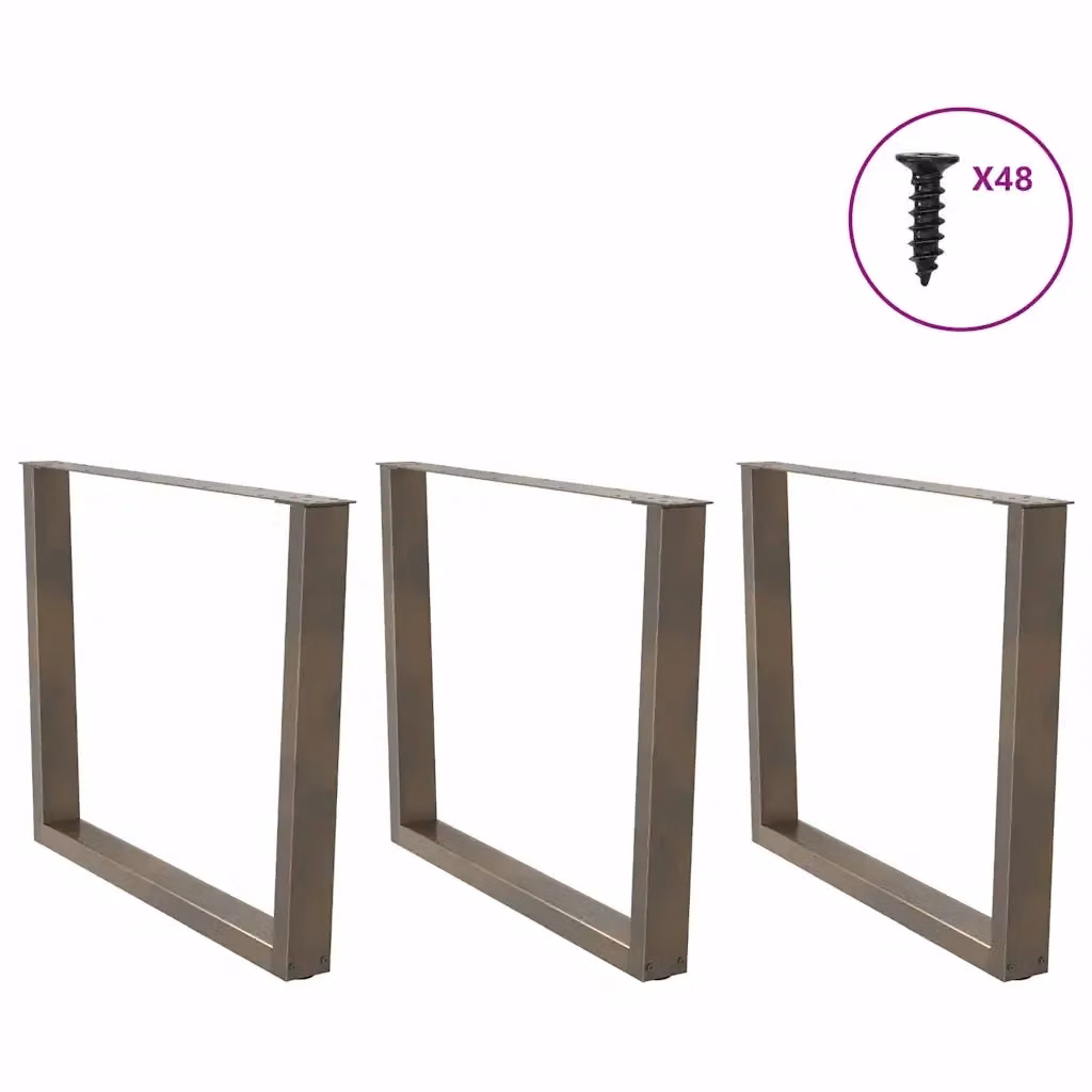 Set di 3 gambe per tavolo da pranzo a forma di V in acciaio moderno color argento vidaXL L: 100 cm, H: 72-73,3 cm