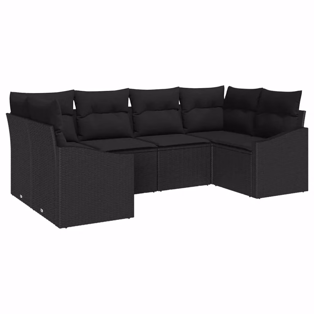 Set Divano da Giardino a L vidaXL in Polyrattan Nero con Cuscini e Contenitore per Esterno – 2