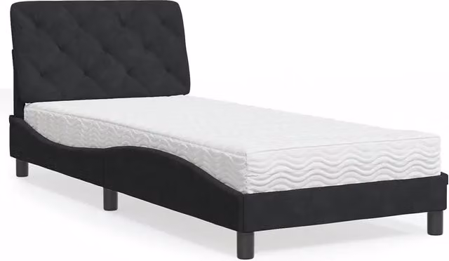 Letto con Materasso-Struttura Letto con Materasso Nero 90x200 cm in Velluto