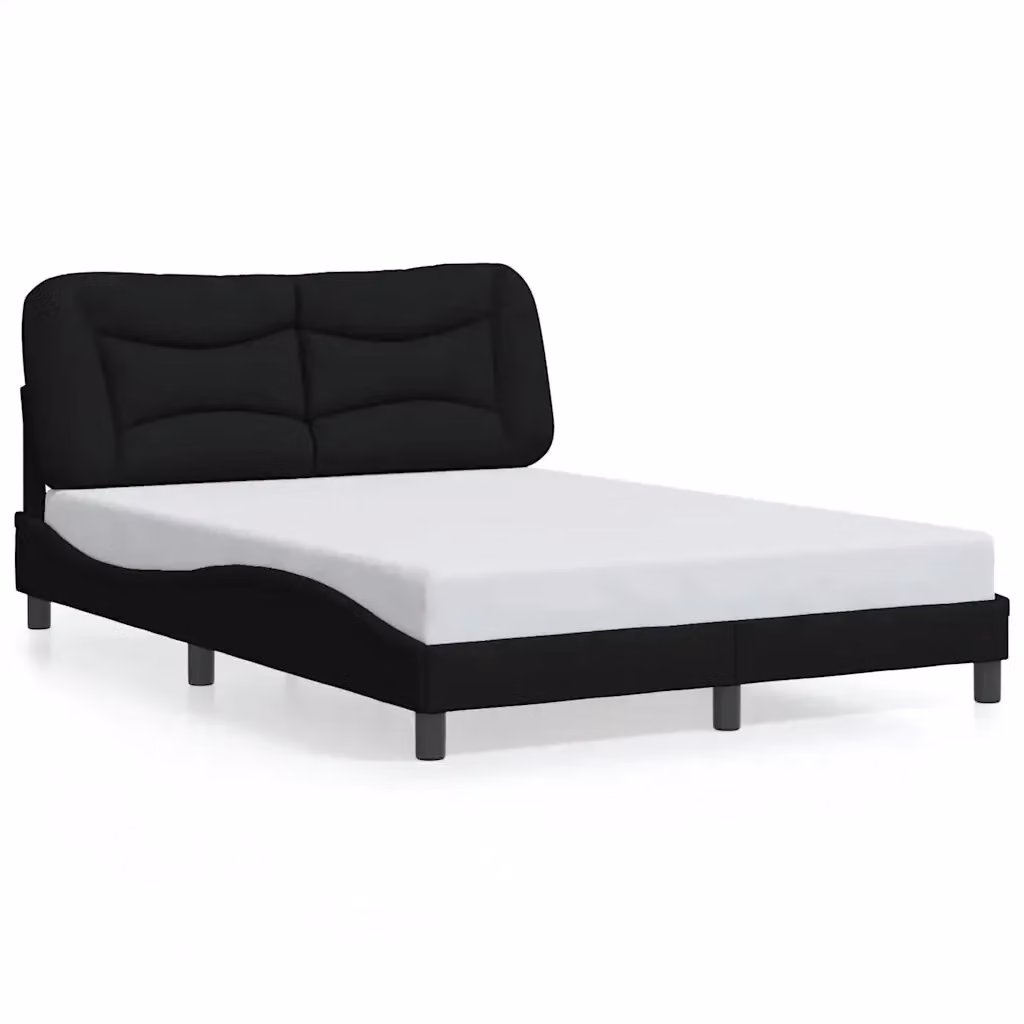 vidaXL Giroletto Hvar Nero in Tessuto con Doghe in Legno L: 140 cm, P: 200 cm – 2
