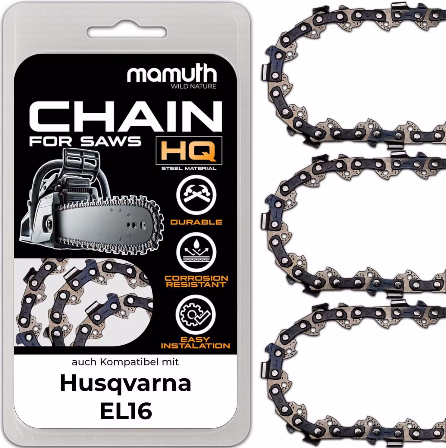 3 catene per motosega 40 cm 1,5 mm 0,325" 66TG per Husqvarna EL16