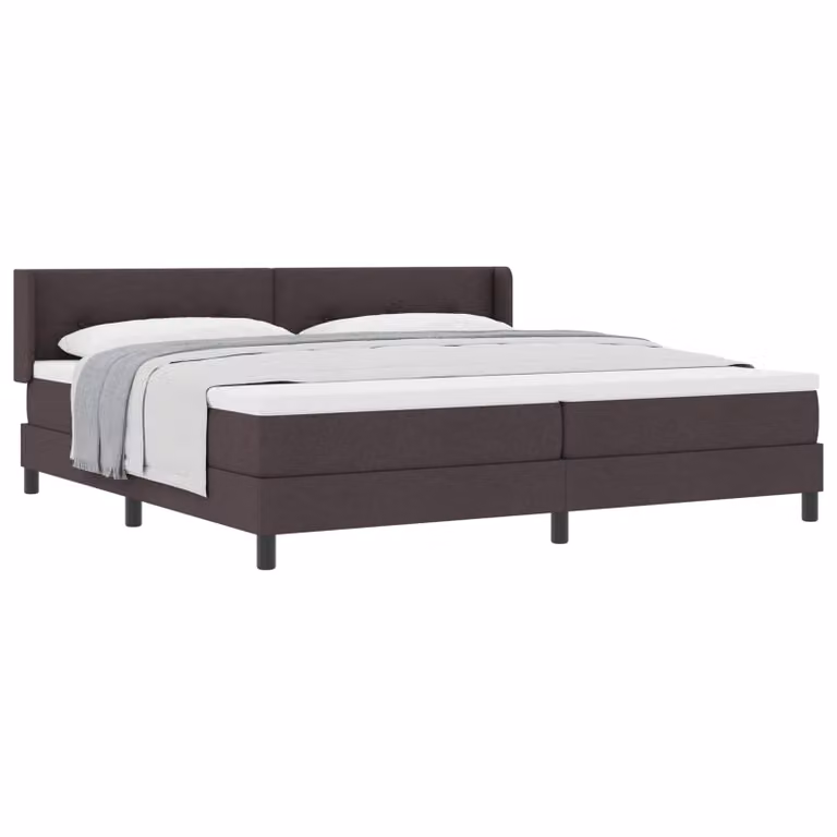 Letto a molle con testiera vidaXL in tessuto marrone, L/P: 200 x 200 cm