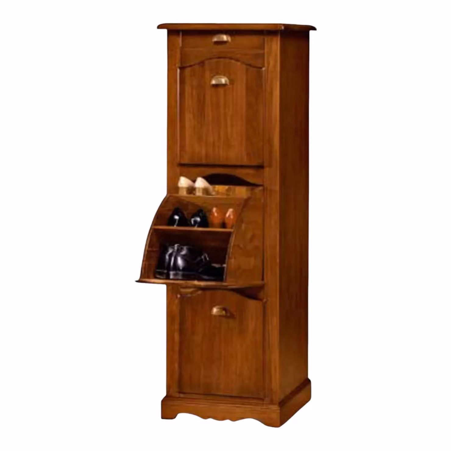 Scarpiera singola in legno stile rustico Mobili 2G colore marrone L: 53 cm, P: 43 cm, H: 155 cm – 2