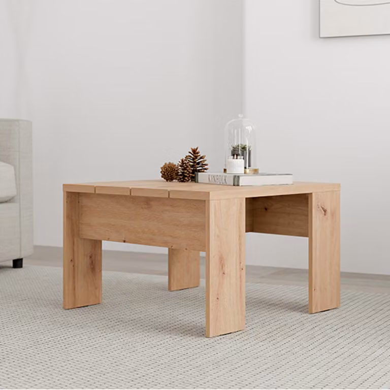 Magre - Tavolino da Salotto, 67x67x43h cm Marrone Rovere Nodi, Forma Quadrato