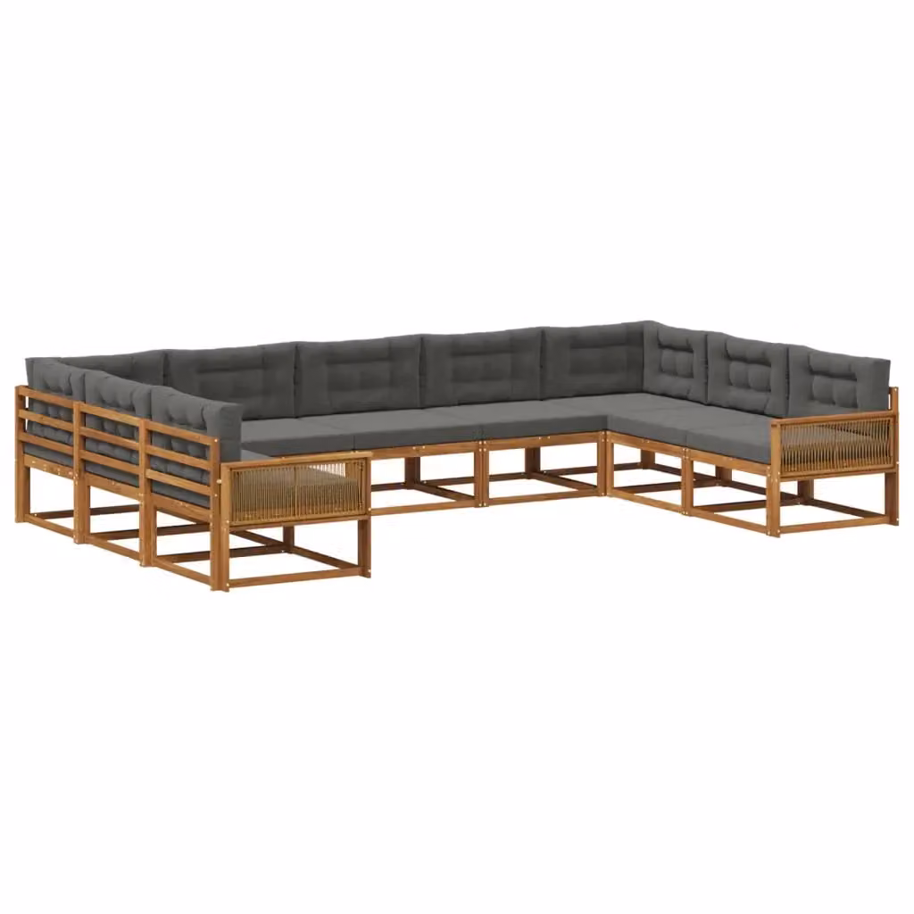Set di divani da esterno a L vidaXL in legno di acacia con 9 pezzi, beige e antracite – 2