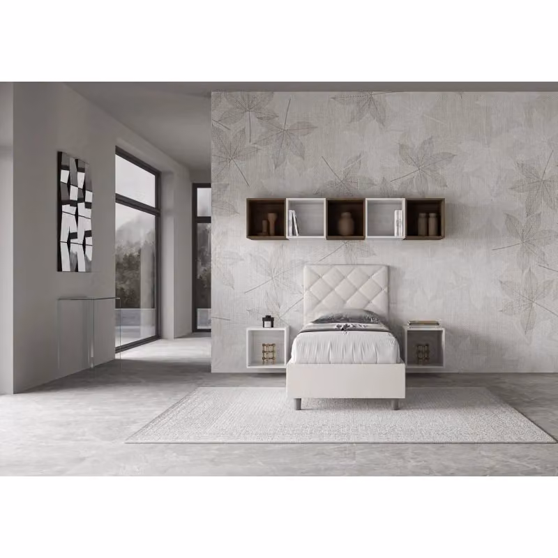 Letto singolo imbottito Ityhome Priya in similpelle bianco, senza rete, L/P/H: 90 x 200 cm – 2