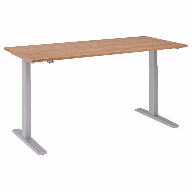Scrivania regolabile in altezza XMKA | 2 motori | 120-180 cm | elettrica | noce, colore telaio:argento, dimensioni piano d'appoggio:180 x 80 cm