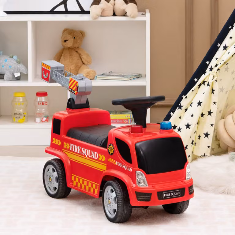 Costway Monopattino a piedi con macchina a bolle, luci, musica e allarme, Auto giocattolo per bambini 18-36 mesi, Rosso