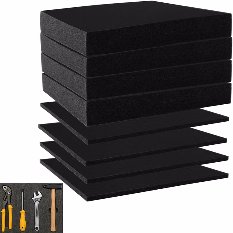 Solidchoice - Schiuma a griglia, 8 pezzi - Custodia per attrezzi - Custodia per fotocamere - Imbottitura in schiuma - Inserti per valigie - 400 x 300 x 50/10 mm - Inserti
