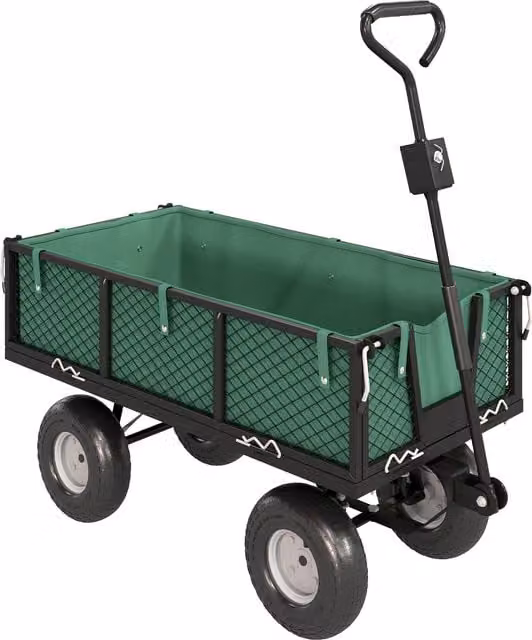 Carrello da giardino Outsunny in acciaio con sacca portaoggetti e pareti rimovibili, Verde, L 105 x P 51 x H 54 cm