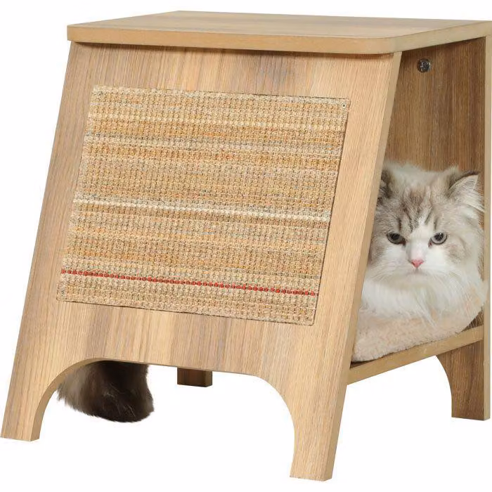 Tavolino per gatti 3 in 1, tiragraffi in sisal, cuccia e tavolino da salotto, 43,5 cm, Boréal Beige