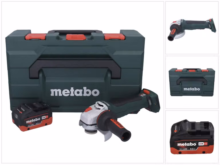 Metabo WPB 18 LT BL 11-125 Quick Smerigliatrice angolare a batteria 18 V 125 mm Brushless + 1x batteria 8,0 Ah + metaBOX - senza caricabatterie