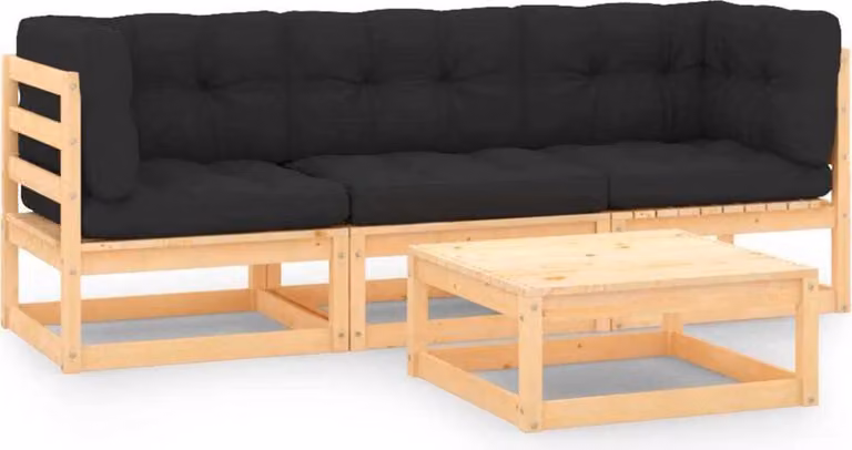 Maison Exclusive - Set Divani da Giardino 4 pz con Cuscini Legno Massello di Pino