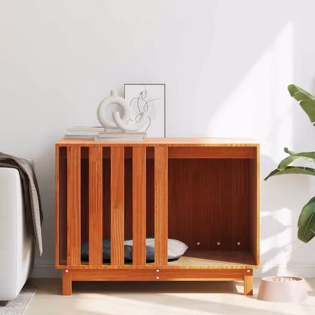 Cuccia per cani moderna in legno di pino marrone vidaXL L/P/H: 90 x 60 x 67 cm – 1