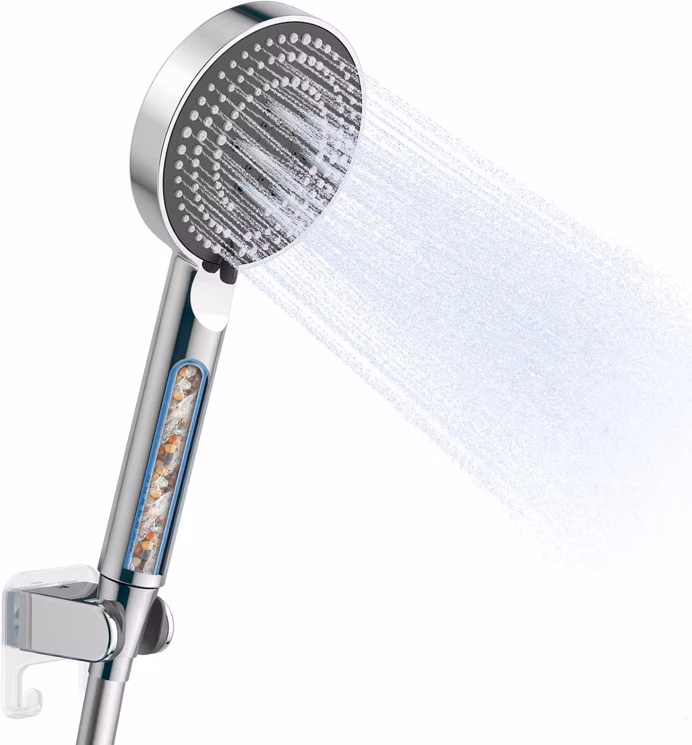 Set doccia da 100 mm, con 6 diverse tipologie di getto, tubo flessibile da 1,6 metri, montaggio a parete, per bagno