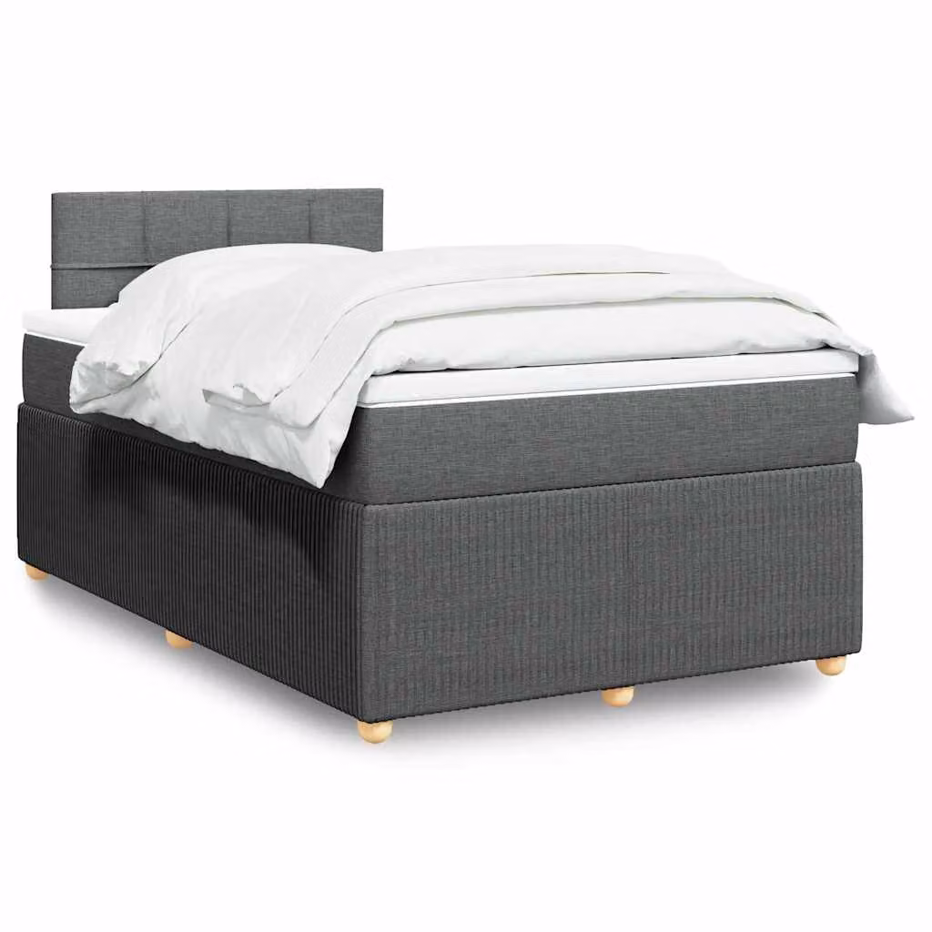 vidaXL Giroletto a Molle Ibrido con Materasso in Tessuto Grigio e Bianco L/P/H: 120 x 200 cm