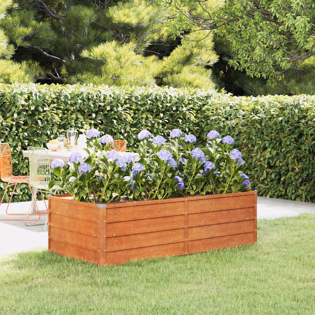 Letto rialzato da giardino vidaXL in acciaio Corten, colore marrone, L: 160 cm, P: 80 cm, H: 45 cm