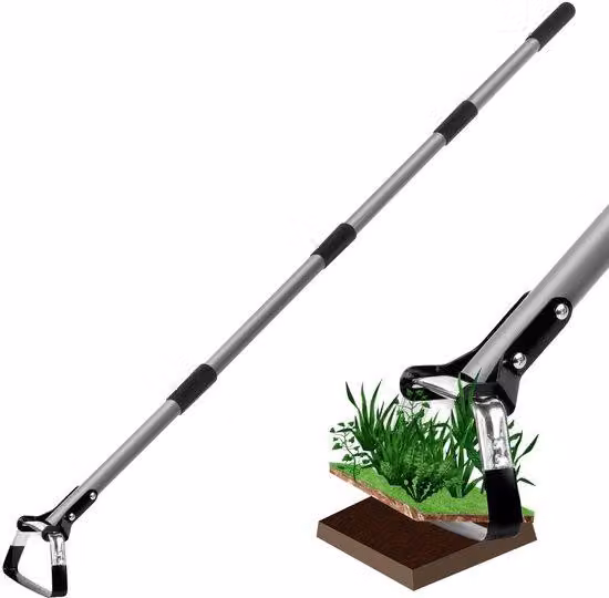 Unyqoos® Forbice per potatura con manico regolabile fino a 142 cm, testa cava a forma triangolare, lama oscillante, acciaio inossidabile, impugnatura in gomma ergonomica, forgiata a mano