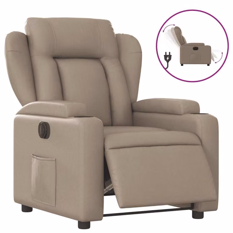 Poltrona Reclinabile Elettrica Cappuccino in Pelle finta