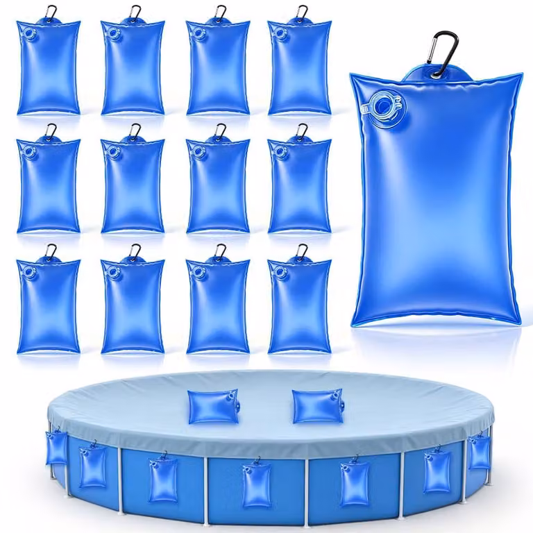 12 pesi per coperture di piscine, sacchetti d'acqua di dimensioni 21 x 30 cm, con ganci