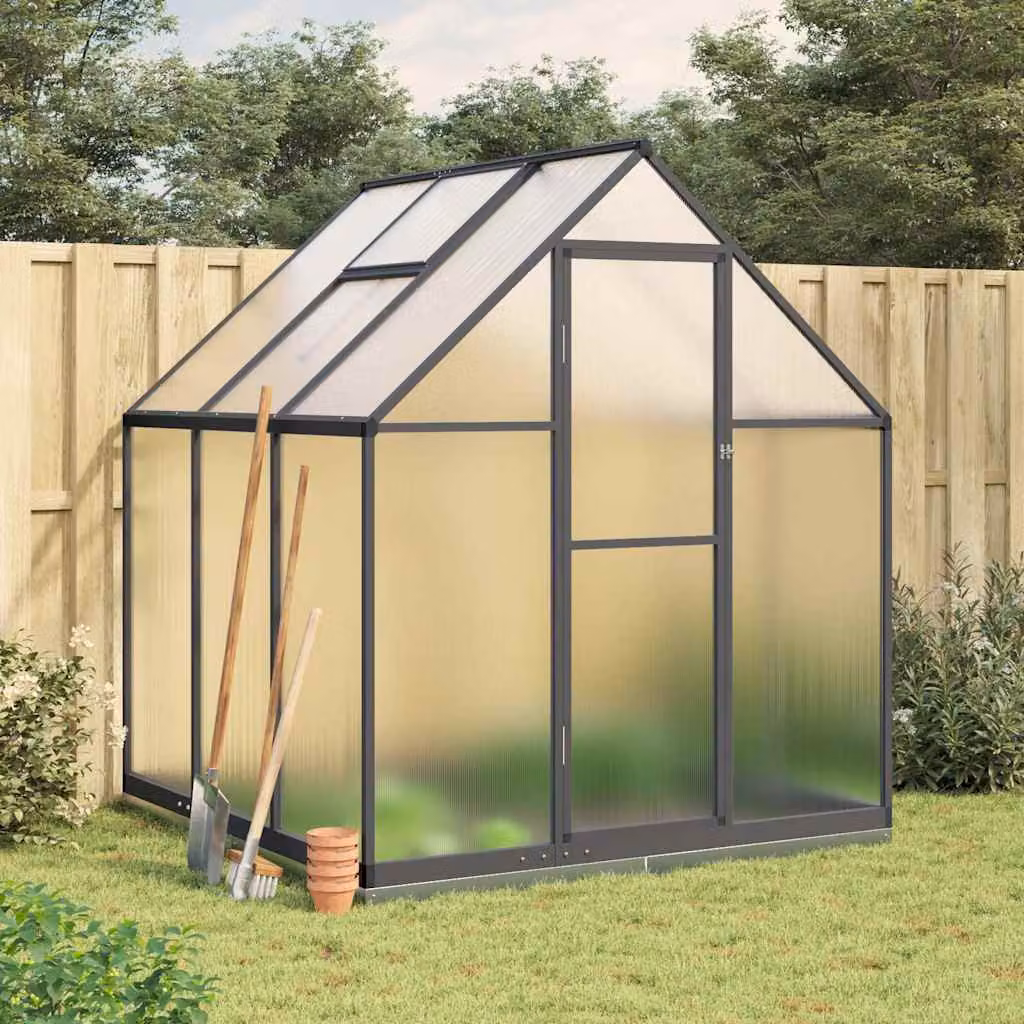vidaXL Telaio Serra in Alluminio e Policarbonato, Colore Antracite, L/P/H: 169 x 169 x 202 cm