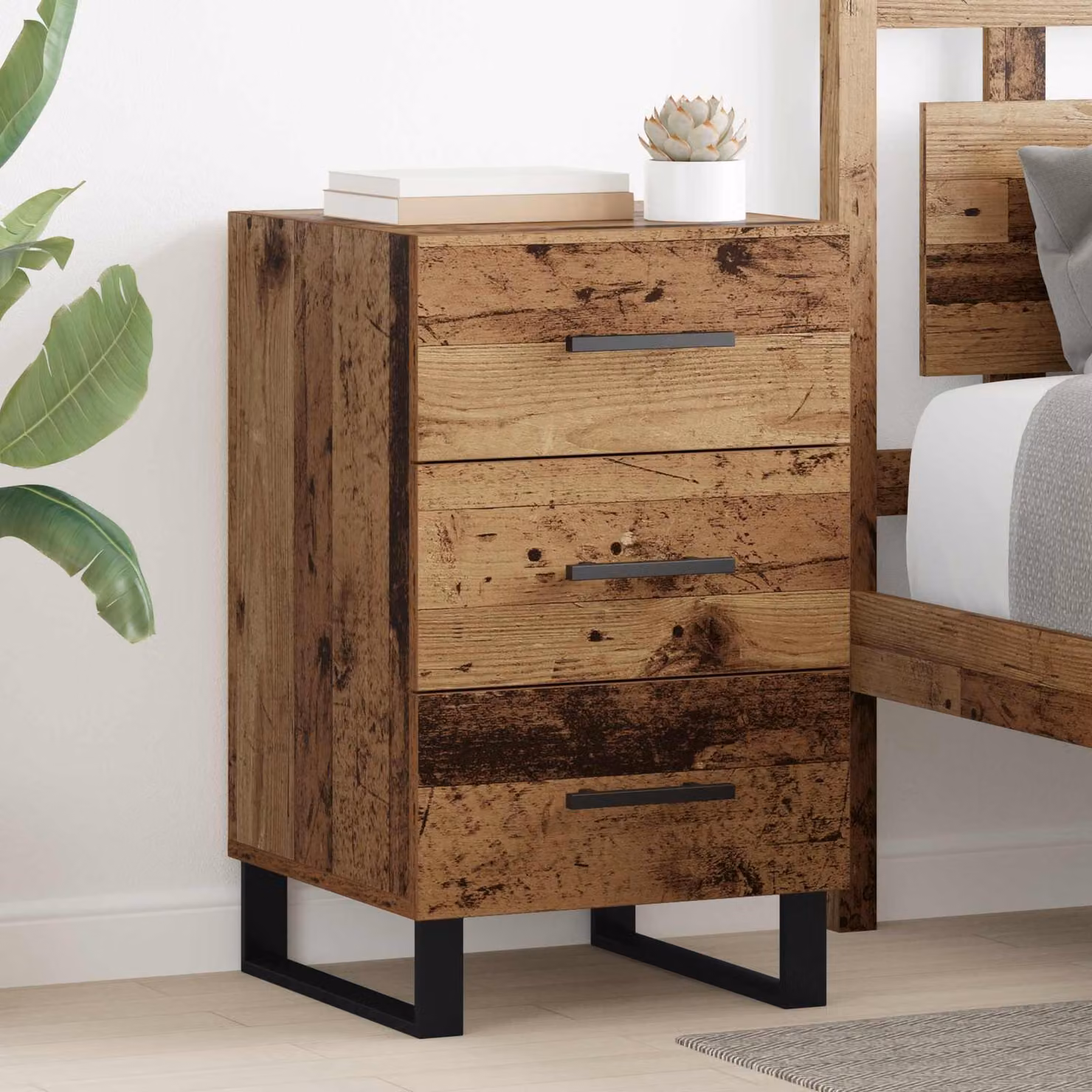 Armadio da notte vidaXL in legno effetto rustico marrone L 40 cm, P 40 cm, H 66 cm