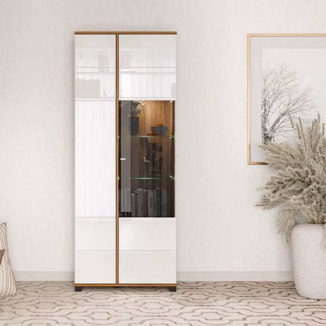 Mobile Espositore Arentino, Vetrina 8 Ripiani, 78.5x40x200.5h cm Bianco