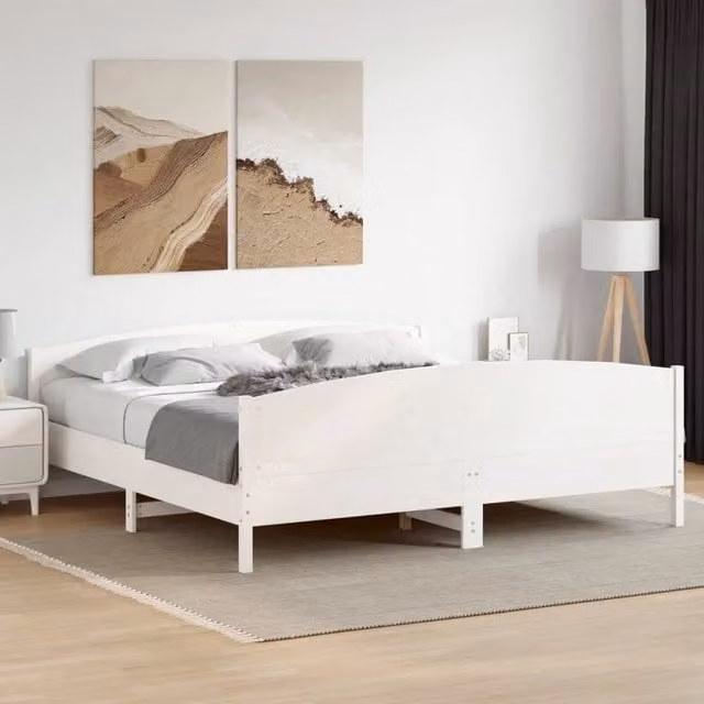 Giroletto senza Materasso-Struttura Letto Bianco 180x200 cm Legno Massello Pino 541328