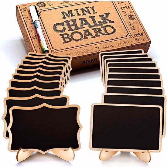 Set da tavola in legno con supporto - 20 pezzi, lavabile, legno, mini cartoncini, regalo