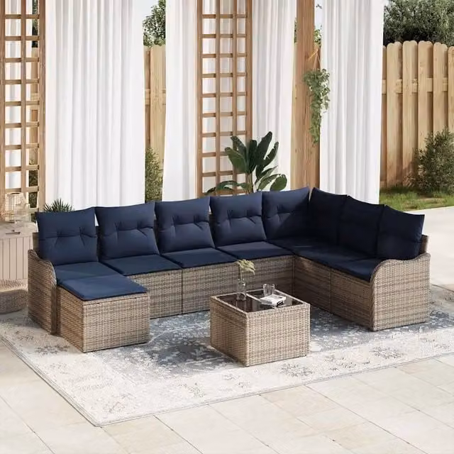 Set Divano da Giardino Grigio polyrattan 3345835