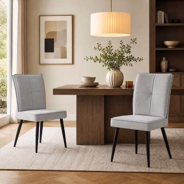 Set da 2 sedie da pranzo OKWISH in velluto grigio con gambe in metallo per soggiorno o ufficio in casa