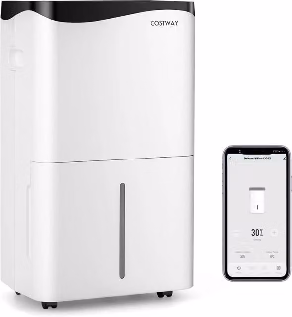 Deumidificatore per casa con 4 modalit¨¤ e 2 velocit¨¤, Deumidificatore con pannello touch e controllo da app Bianco