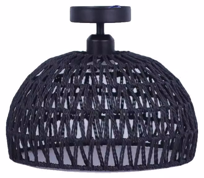 Lampada da soffitto, rattan intrecciato a mano, dimmerabile, nero, lampadina non inclusa