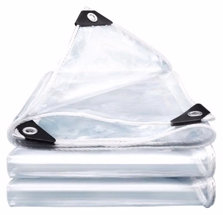 Telo protettivo trasparente con occhielli, dimensioni 1,6 x 2,2 metri, in PVC, 420 g/m², resistente alle intemperie