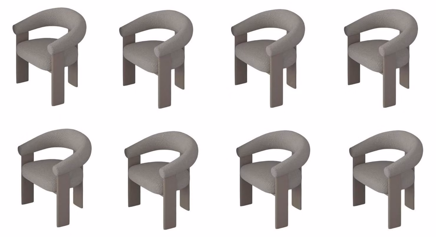 Set di sedie per tavolo da pranzo, stile moderno, colore beige, struttura in legno, design elegante