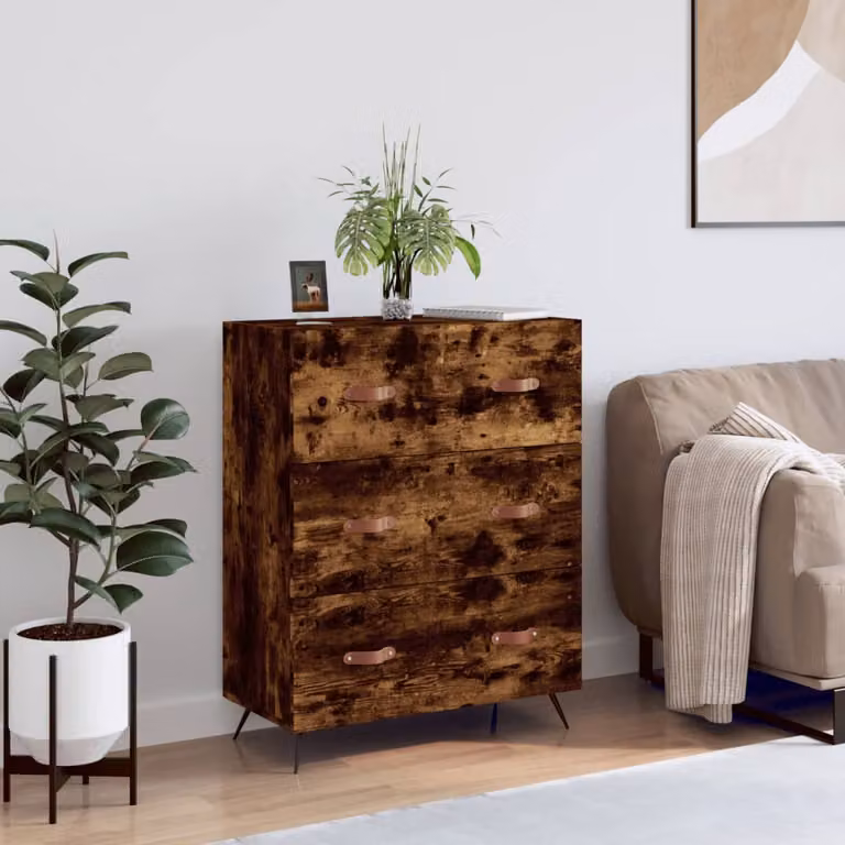Cassettiera vidaXL in Legno Multistrato Rovere Fumo, L: 69,5 cm, P: 34 cm, H: 90 cm